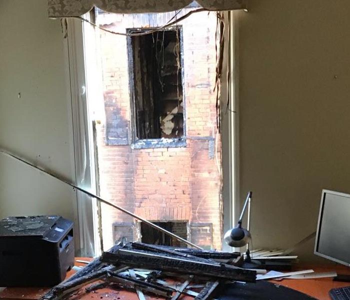 window removed from office due to fire